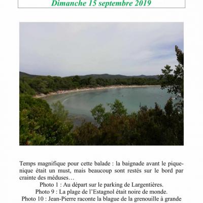 Randonnée Plage de l'Argentière/Estagnol le 15/09/2019